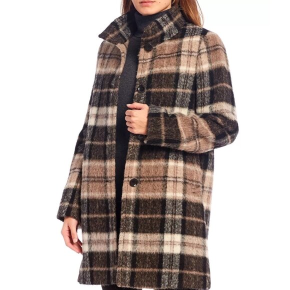 Katherine Kelly Alpaca Wool‎ Blend Plaid Coat Size 12 – Cozy & Chic - Picture 1 of 13
